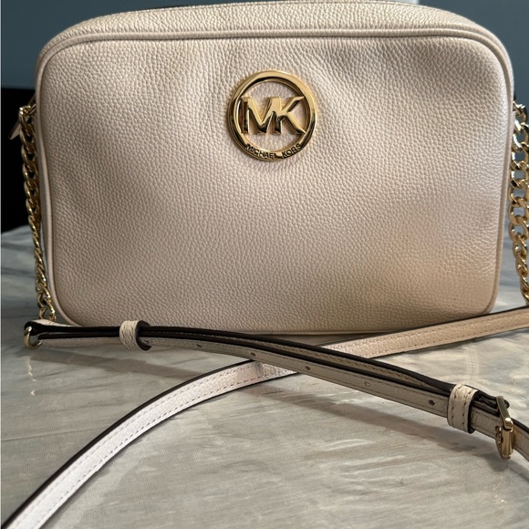 Michael Kors Handbags - Michael Kors Ivory Crossbody Bag with Gold Accents